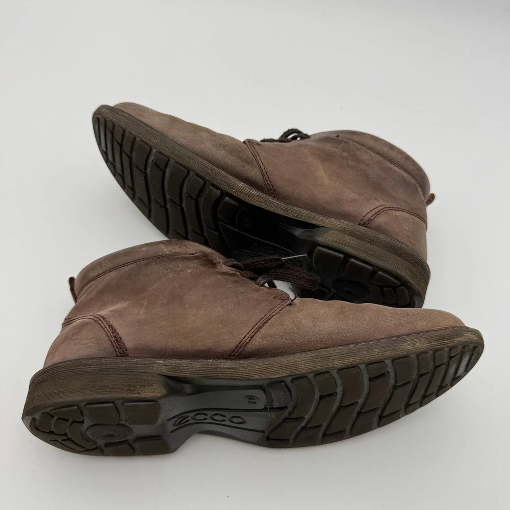 Ecco Turn GTX Brown Leather Gore-Tex Chukka Boots Mens EU 42 US 8-8.5 Waterproof